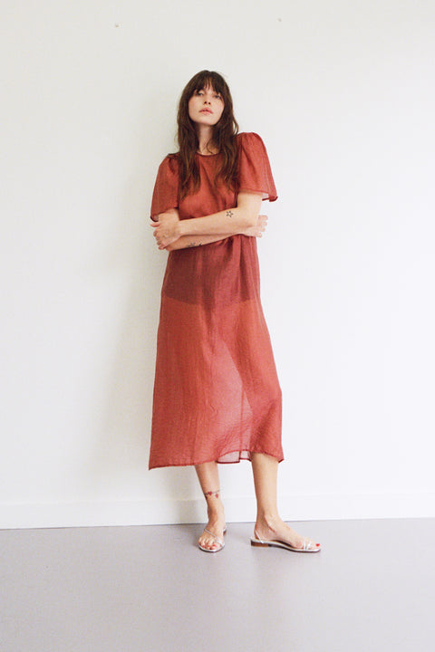 Crimson Garden Jacquard Dress