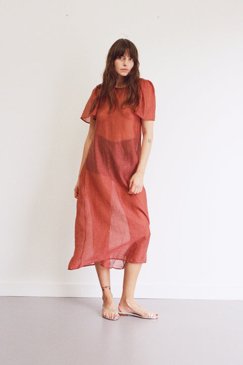 Crimson Garden Jacquard Dress