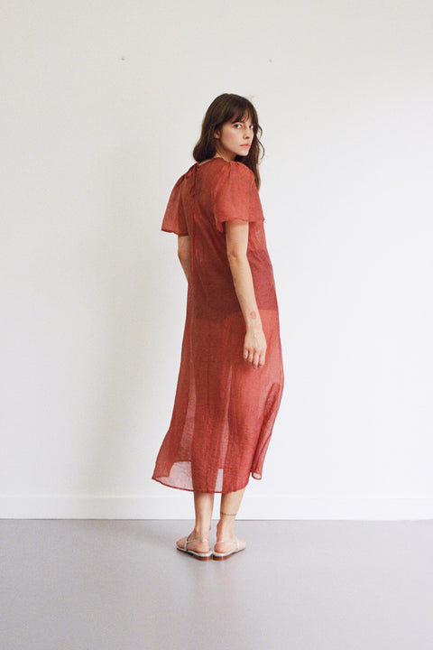 Crimson Garden Jacquard Dress