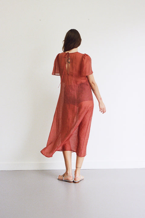 Crimson Garden Jacquard Dress