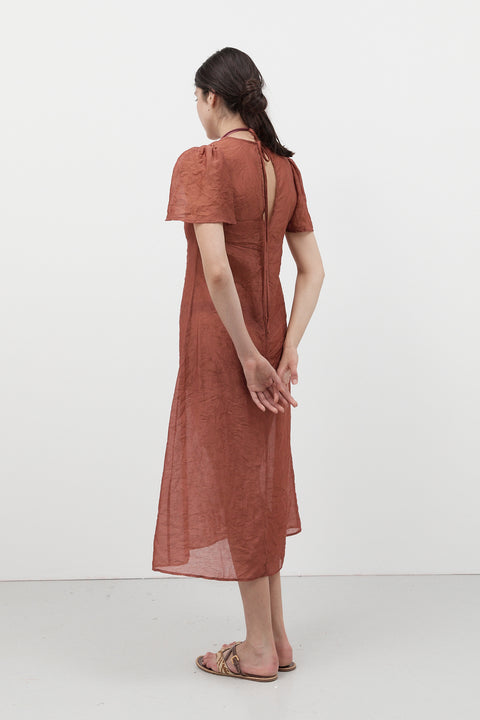 Crimson Garden Jacquard Dress