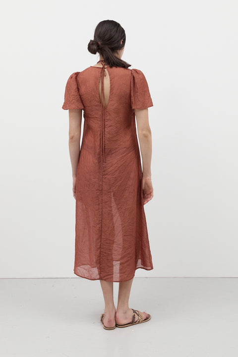 Crimson Garden Jacquard Dress