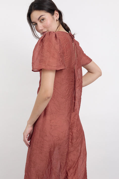 Crimson Garden Jacquard Dress