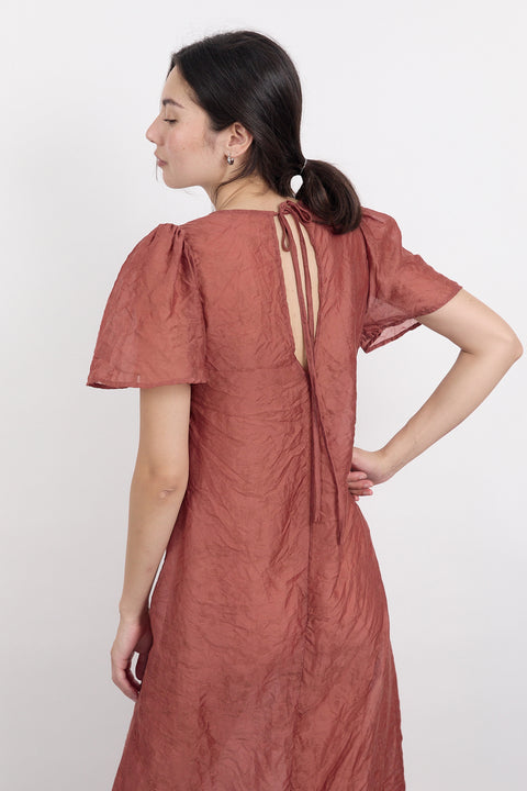 Crimson Garden Jacquard Dress