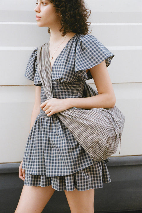 Plaid Reversible Crossbody Tote