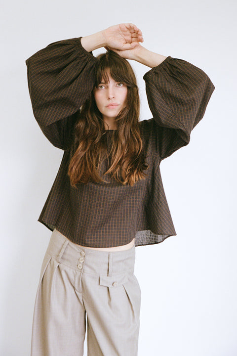 Coffee Plaid Edie Top