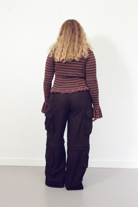 Fig Plaid Ruched Longsleeve