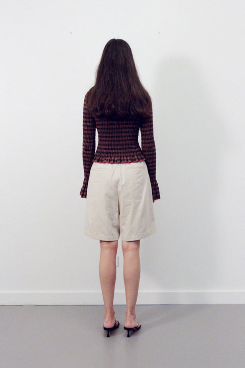 Fig Plaid Ruched Longsleeve