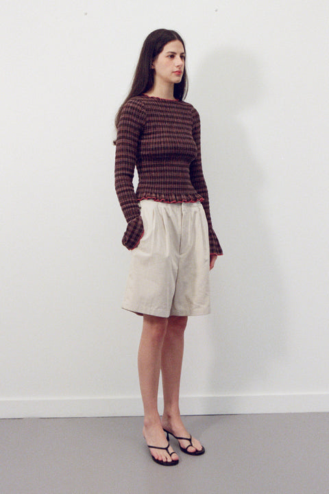 Fig Plaid Ruched Longsleeve
