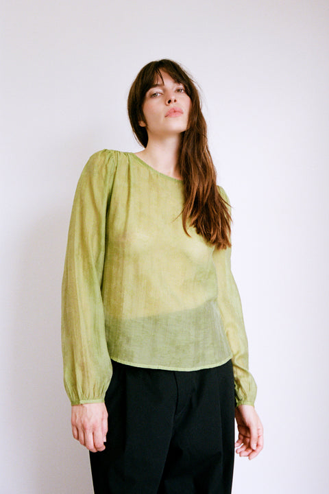 Jade Garden Jacquard Blouse