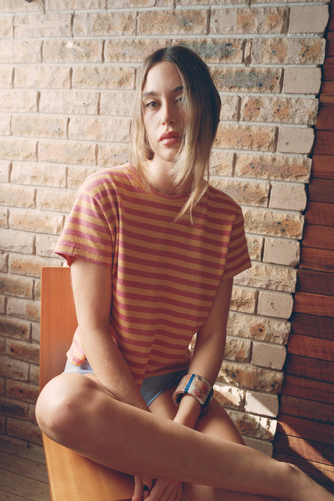 Grapefruit Stripe Hemp Baby Tee