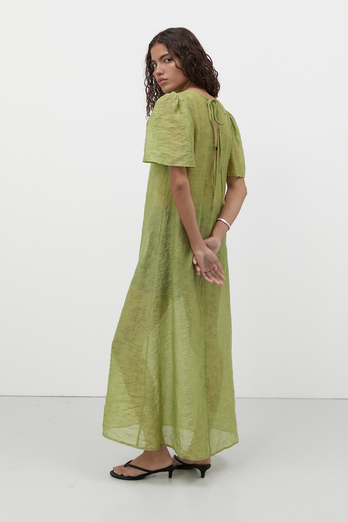 eaphi leaf jacquard 気づく sheer dress
