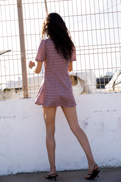 Jam Gingham Button Front Dress