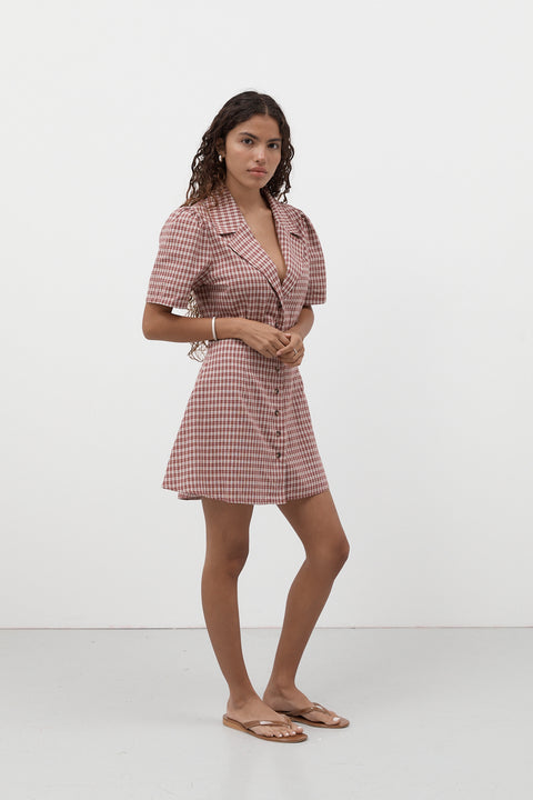 Jam Gingham Button Front Dress