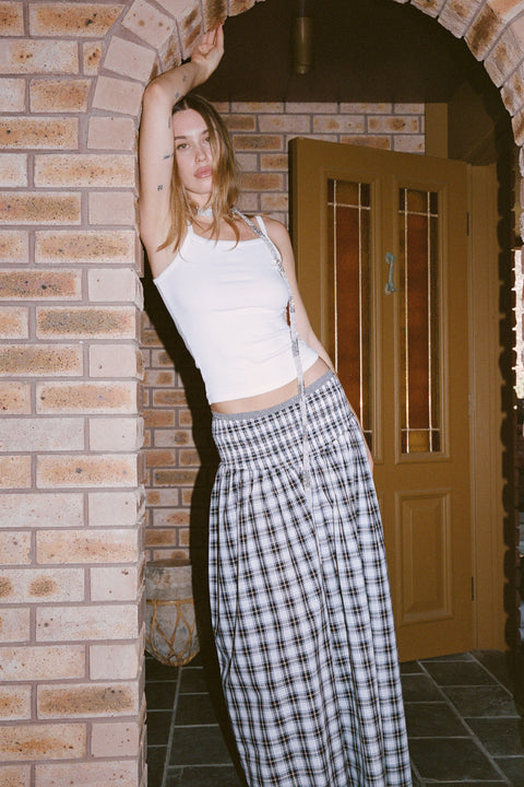 Liquorice Plaid Ruched Skirt