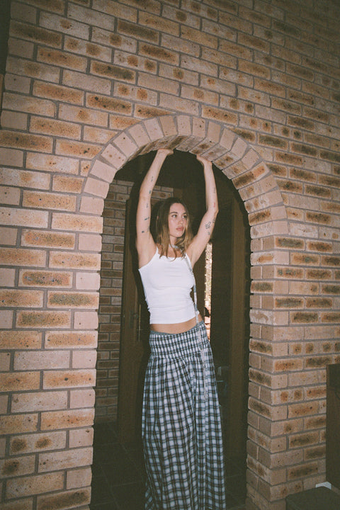 Liquorice Plaid Ruched Skirt