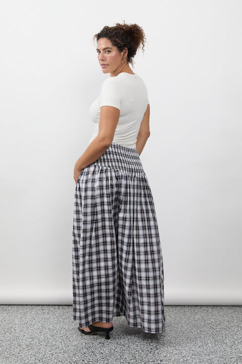 Liquorice Plaid Ruched Skirt