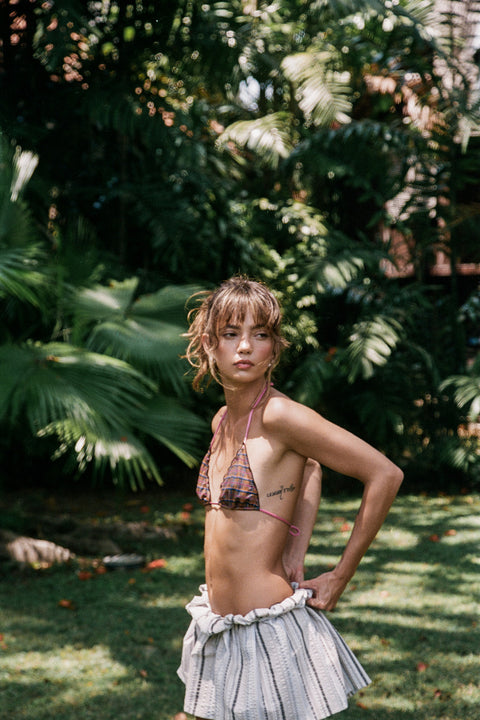 Chocolate Plaid Lulu Bikini Top