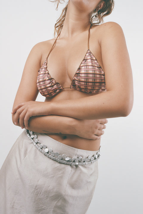 Peach Plaid Lulu Bikini Top