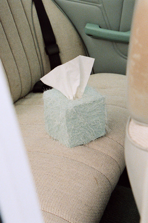 Mint Fringe Tissue Box Cover