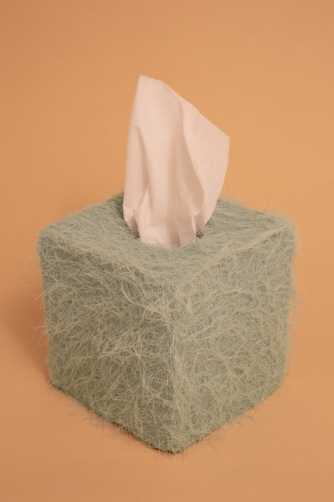 Mint Fringe Tissue Box Cover