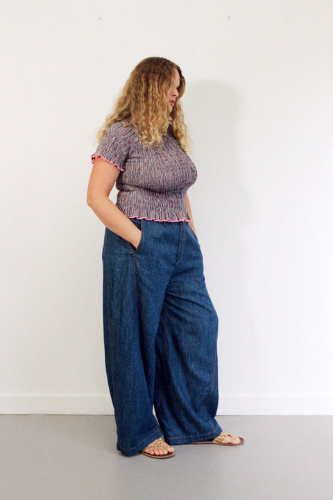 Musk Plaid Ruched Tee