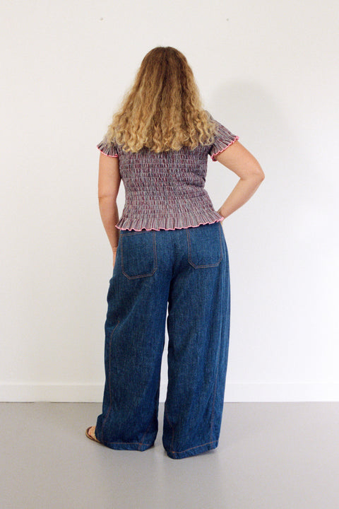 Musk Plaid Ruched Tee