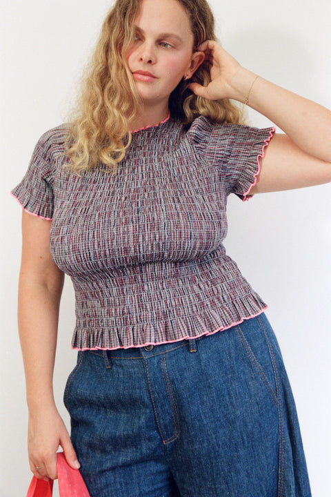 Musk Plaid Ruched Tee