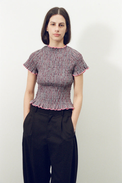 Musk Plaid Ruched Tee