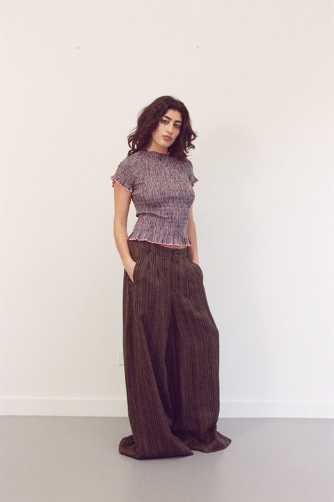 Musk Plaid Ruched Tee