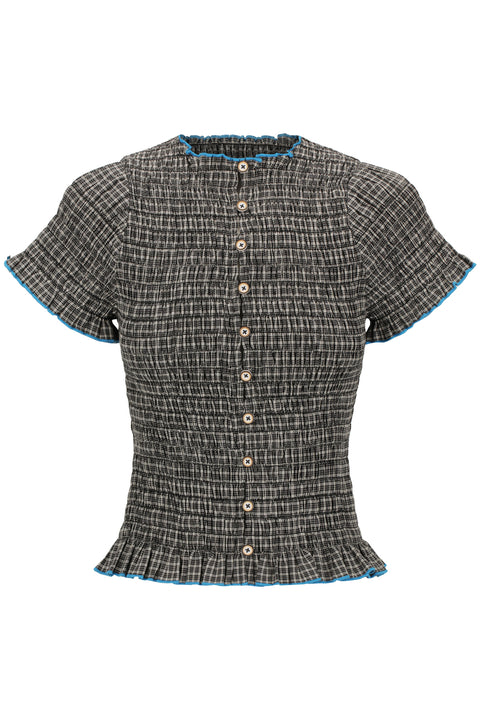 Noir Ruched Button Tee