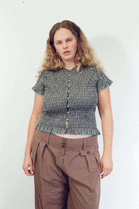 Noir Ruched Button Tee