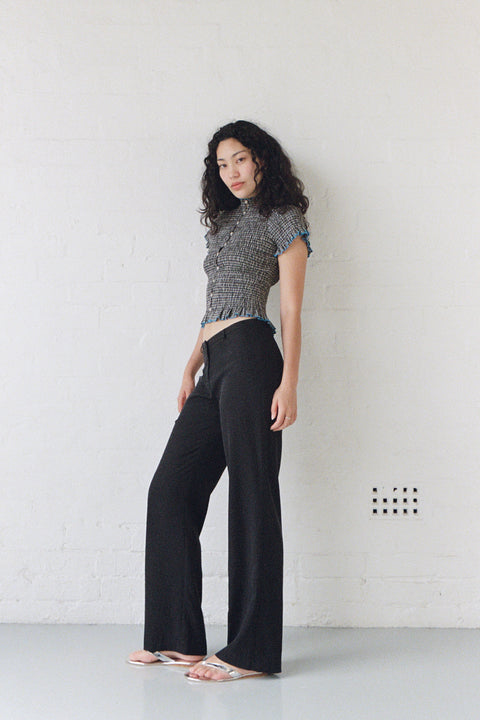 Noir Ruched Button Tee