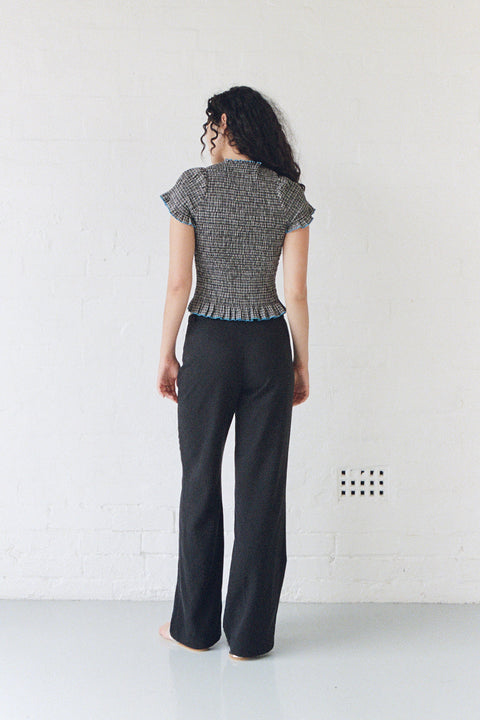 Noir Ruched Button Tee