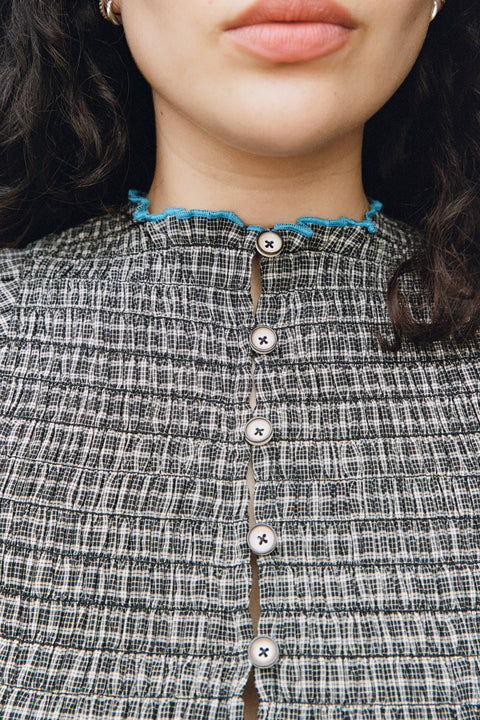 Noir Ruched Button Tee