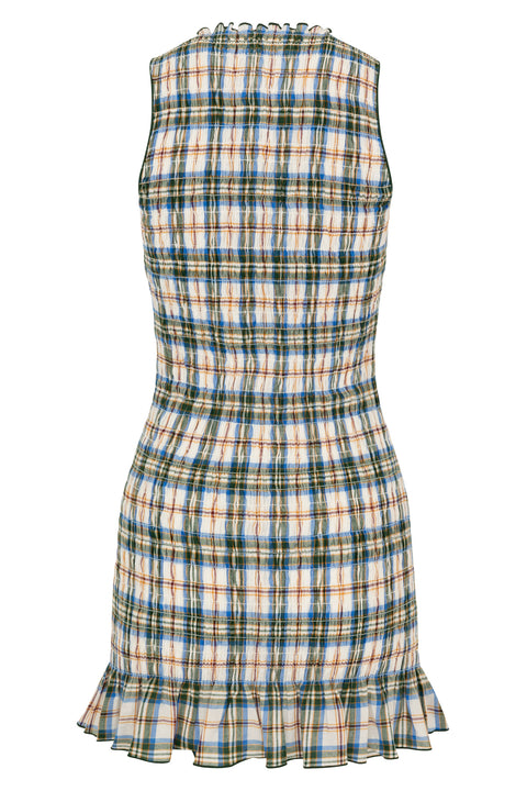 Olive Ruched Cotton Dress