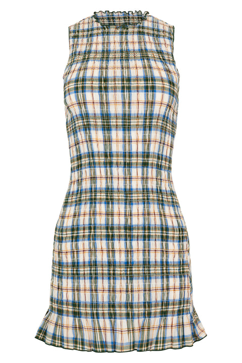 Olive Ruched Cotton Dress