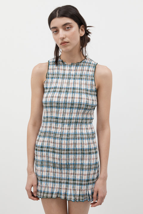 Olive Ruched Cotton Dress