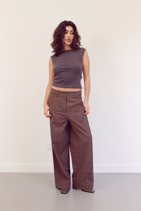 Plaid Panel Trouser