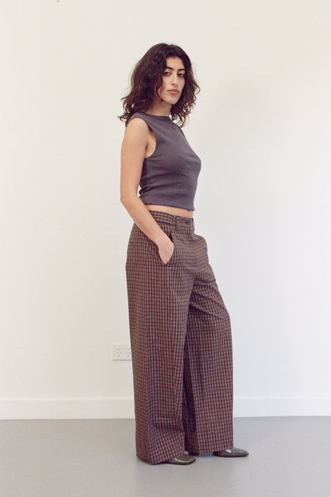 Plaid Panel Trouser