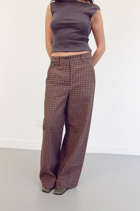 Plaid Panel Trouser