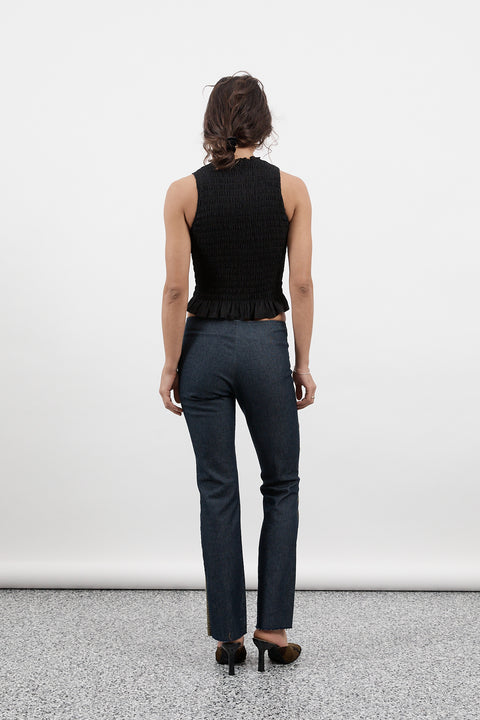 Black Ruched Button Tank