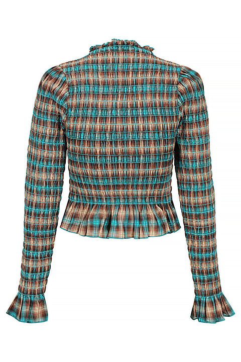 Butterfly Plaid Ruched Skivvy