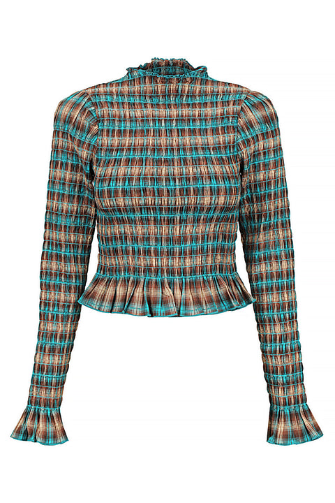 Butterfly Plaid Ruched Skivvy