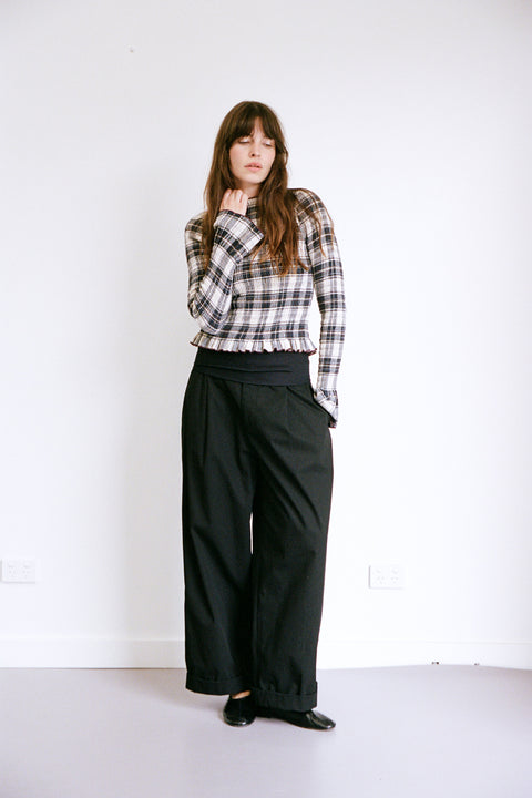 Salt Plaid Ruched Longsleeve