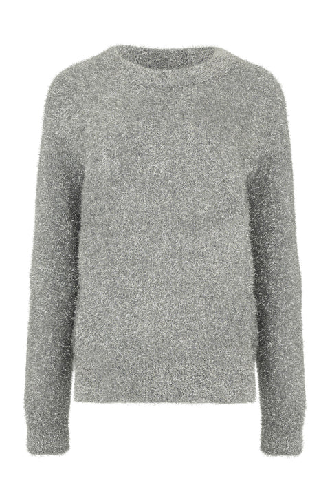 Silver Oversized Lurex Knit