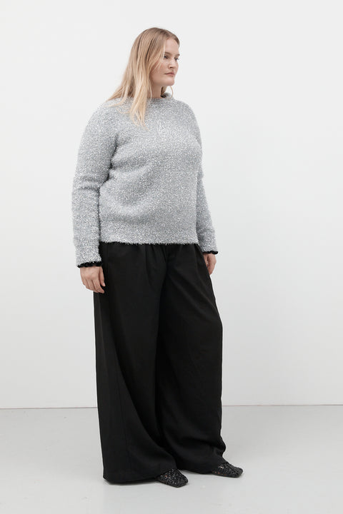 Silver Oversized Lurex Knit