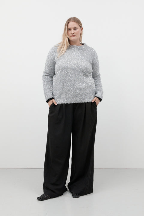 Silver Oversized Lurex Knit – Après Studio - Main Image