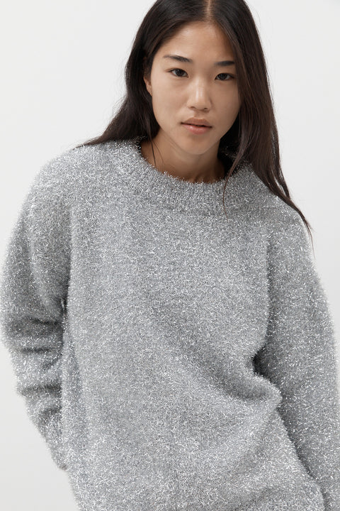 Silver Oversized Lurex Knit