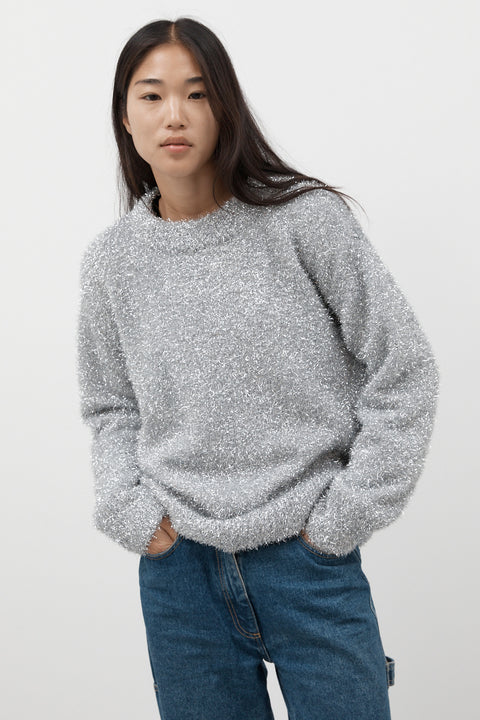 Silver Oversized Lurex Knit